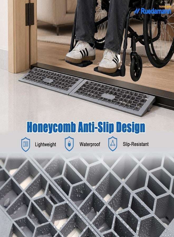 Ruedamann 2" Rise Modular Threshold Ramps for Doorways, 3000 Lbs Load Capacity Ramps for Wheelchairs for Home, Solid Plastic Portable Wheelchair Ramp for Door Thresholds and Cars, 2 PCS - Image 4