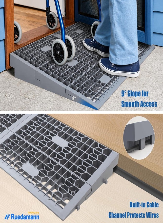 Ruedamann 2" Rise Modular Threshold Ramps for Doorways, 3000 Lbs Load Capacity Ramps for Wheelchairs for Home, Solid Plastic Portable Wheelchair Ramp for Door Thresholds and Cars, 2 PCS - Image 5