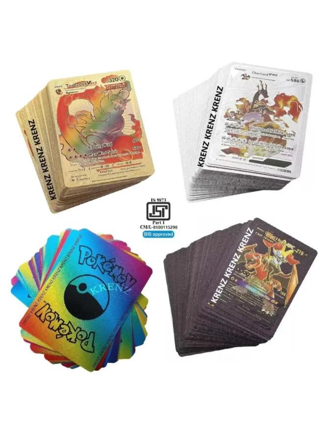 Pokemon Playing Cards 55 Gold, 55 Silver, 55 Rainbow & 55 Black Set Of 220 Cards (Multicolor)