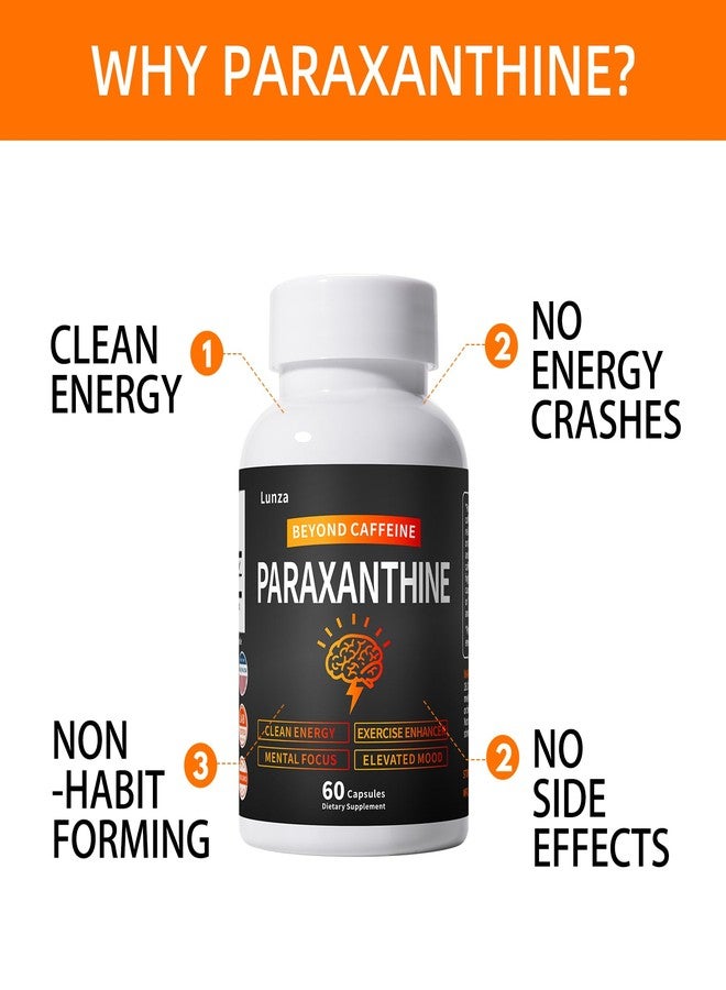 Lunza Paraxanthine Supplement – Clean, Crash-Free Energy for Focus, Cognitive, Exercise | Paraxanthine Beyond Caffeine | 60 Capsules - Image 3