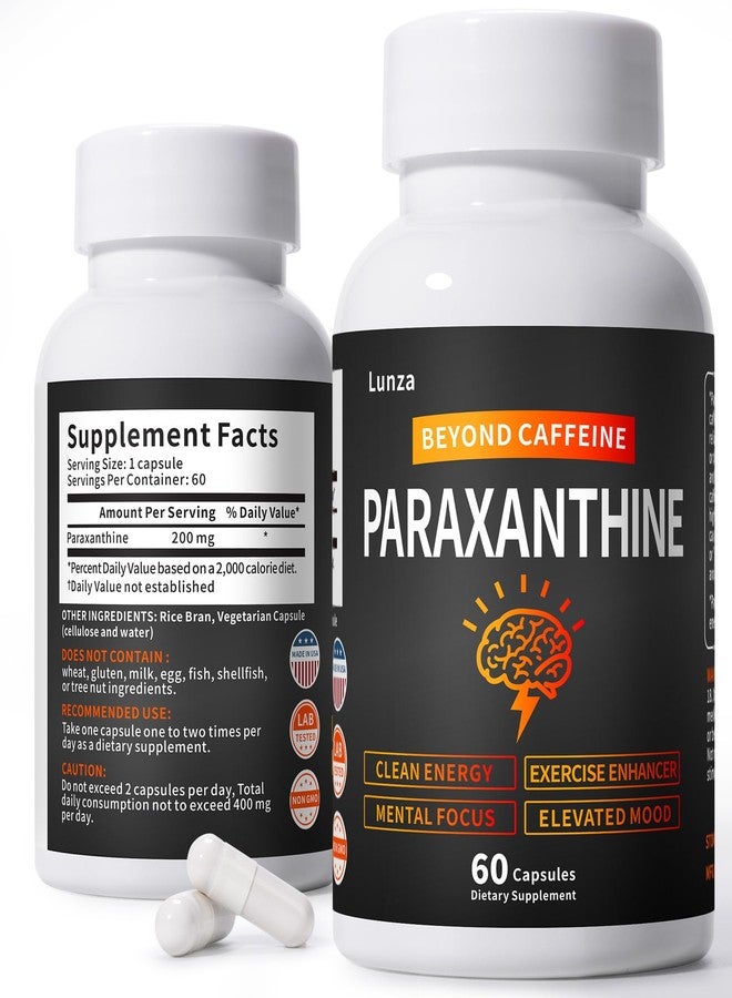 Lunza Paraxanthine Supplement – Clean, Crash-Free Energy for Focus, Cognitive, Exercise | Paraxanthine Beyond Caffeine | 60 Capsules - Image 1