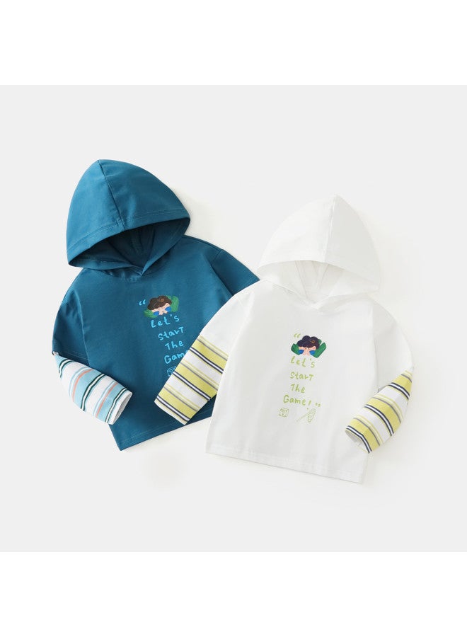 Hooded Long Sleeve T-shirt For Boys And Girls, Infants, Toddlers, And Children, Spring Outfit Baby T-shirt - Image 3