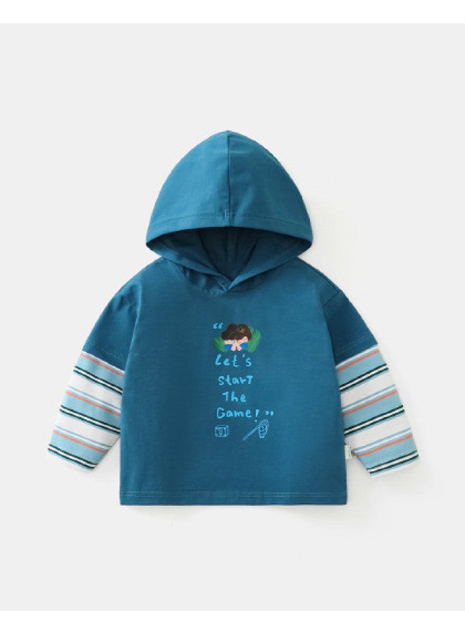 Hooded Long Sleeve T-shirt For Boys And Girls, Infants, Toddlers, And Children, Spring Outfit Baby T-shirt - Image 1