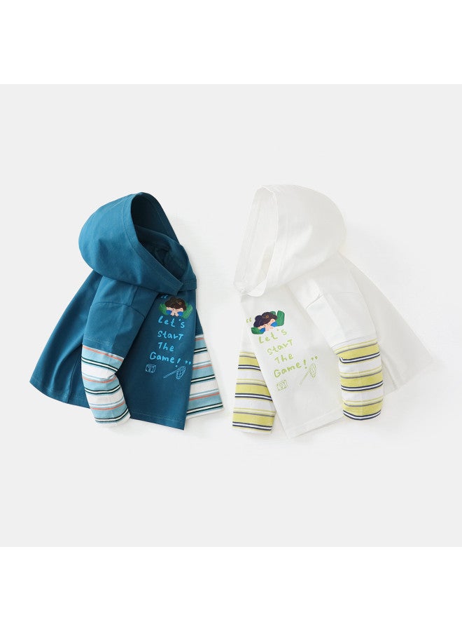 Hooded Long Sleeve T-shirt For Boys And Girls, Infants, Toddlers, And Children, Spring Outfit Baby T-shirt - Image 4