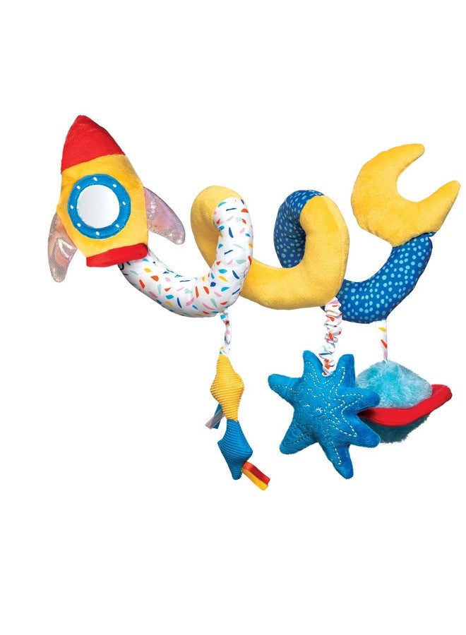 Manhattan Toy Manhattan Toy Space Themed Rocket Soft Baby Travel Spiral with Baby-Safe Mirror, Elastic Pull Cord & Rattle Chime - Image 1