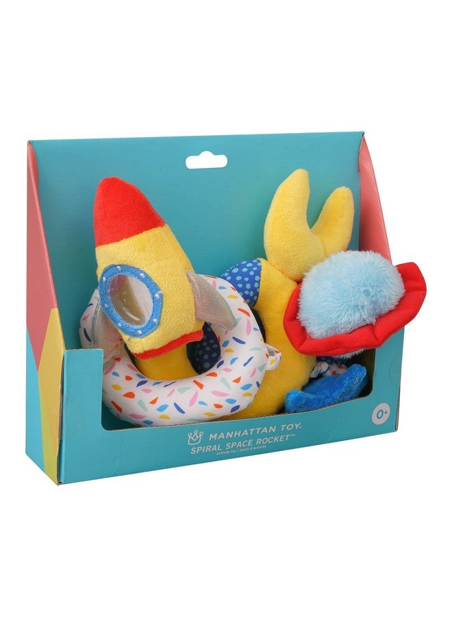 Manhattan Toy Manhattan Toy Space Themed Rocket Soft Baby Travel Spiral with Baby-Safe Mirror, Elastic Pull Cord & Rattle Chime - Image 4