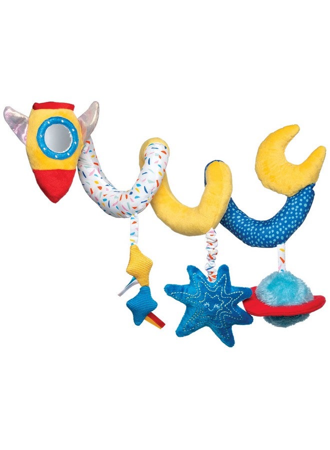 Manhattan Toy Manhattan Toy Space Themed Rocket Soft Baby Travel Spiral with Baby-Safe Mirror, Elastic Pull Cord & Rattle Chime - Image 2