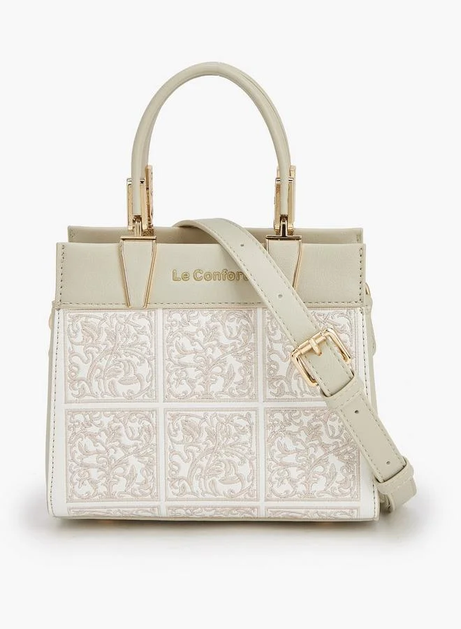 لو كونفورت حقيبة يد مطرزة بحزام قابل للفصل