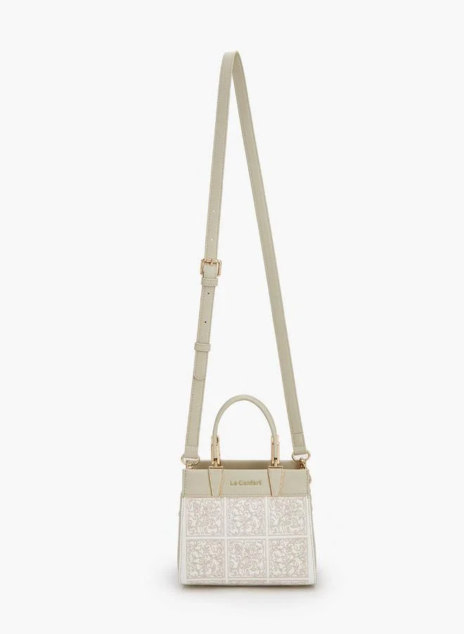 لو كونفورت حقيبة يد مطرزة بحزام قابل للفصل