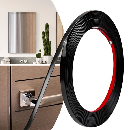 JSIWOTH 0.25in × 20Ft Peel and Stick Wall Molding Trim - Flexible Self Adhesive Molding Trim for Walls, Edges, Borders, Window Frames, Backsplash Tiles - Matte Black Waterproof Trim - Image 1