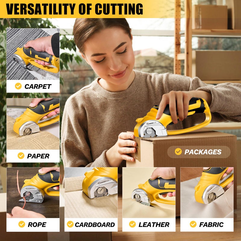 SakerPlus Replacement Rotary Blades 4PCS, Compatible with SakerPlus Cordless Electric Scissors,4V Rechargeable Cardboard Box Cutter Rotary Cutter for Leather Carpet Plastic Cutting,Sewing,Crafting (4 PCS) - Image 2
