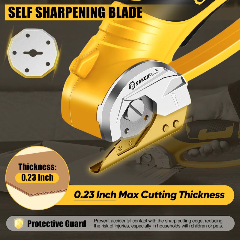SakerPlus Replacement Rotary Blades 4PCS, Compatible with SakerPlus Cordless Electric Scissors,4V Rechargeable Cardboard Box Cutter Rotary Cutter for Leather Carpet Plastic Cutting,Sewing,Crafting (4 PCS) - Image 3