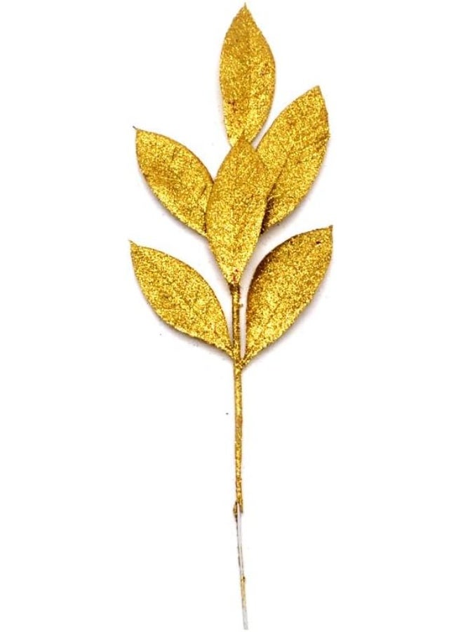 12 قطعة من أوراق البصل الاصطناعي 13 "كذبة عيد الميلاد التقاط الزهرة الزخرف عصا البصل الزخرف شجرة عيد الميلاد DIY كالات الحرفية الديكور المدفأة (الذهب) - Image 3