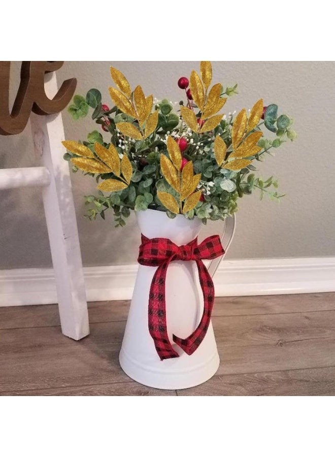 12 قطعة من أوراق البصل الاصطناعي 13 "كذبة عيد الميلاد التقاط الزهرة الزخرف عصا البصل الزخرف شجرة عيد الميلاد DIY كالات الحرفية الديكور المدفأة (الذهب) - Image 5