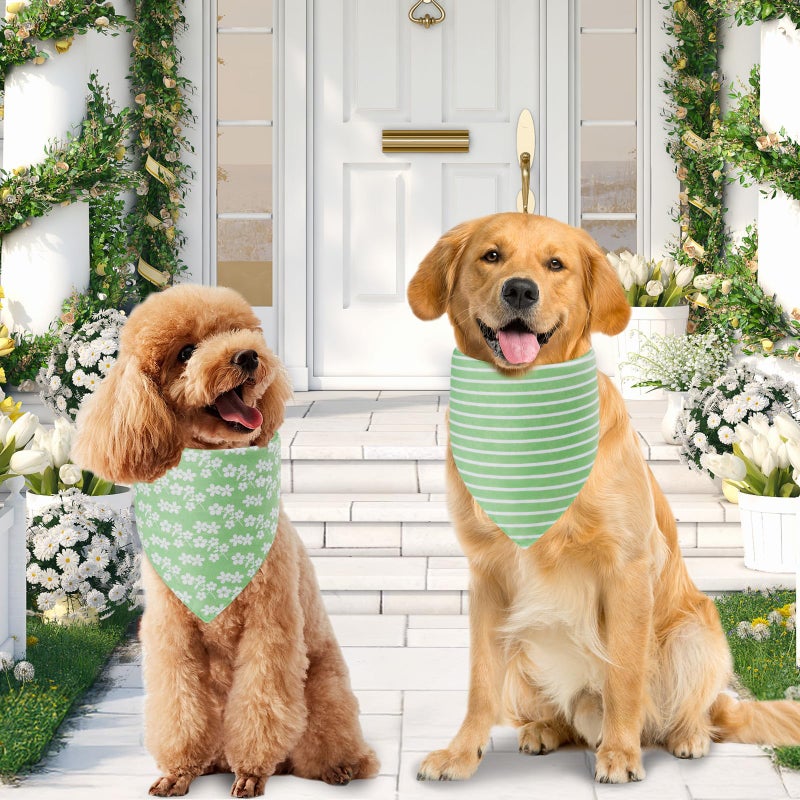 Agroon Spring Dog Bandanas Large 3PCS, 6 Pattern Summer Floral Scarf for Boy and Girl, Triangle Reversible Bibs Breed for Puppy Pets - Image 5