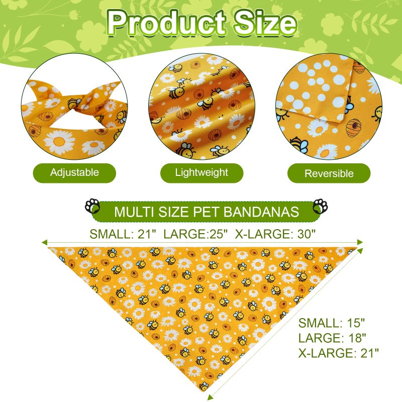 Agroon Spring Dog Bandanas Large 3PCS, 6 Pattern Summer Floral Scarf for Boy and Girl, Triangle Reversible Bibs Breed for Puppy Pets - Image 3