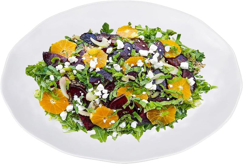 Yalin Oval Large Serving Platter 16 Inch Melamine Serving Tray Great for Restaurant Steak Salad and Everyday Set of 2 White Dinner Plates - Image 5