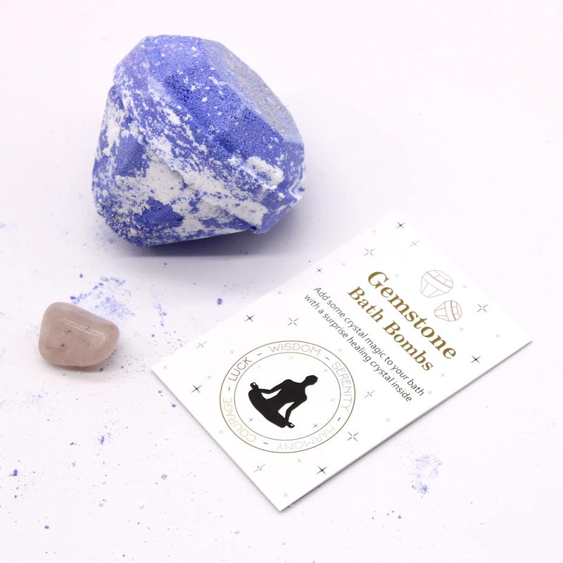 Deluxe Gemstone Bath Bombs Set White Blue with Raspberry Pomegranate Scent EcoFriendly Glitter Surprise Real Gemstones Inside Home Spa Luxury 190g220g Pack of 3