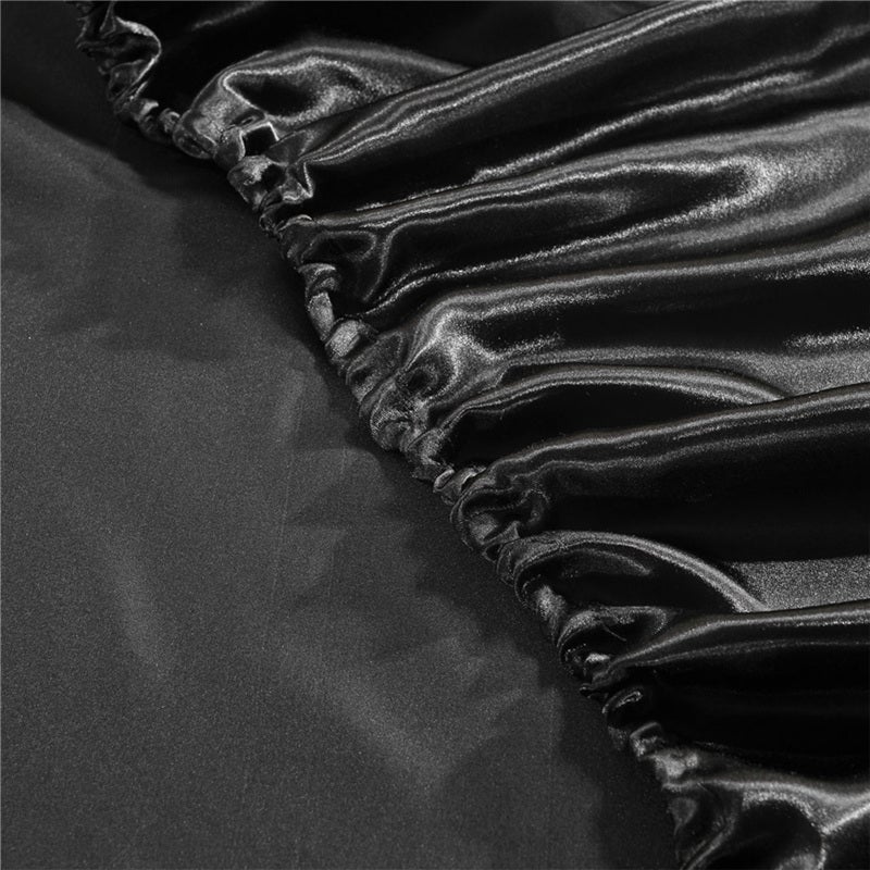 Fitted Sheet: Black Full Size 30cm Deep Pocket - Easy To Insert And Remove Silk-Like Soft Polyester Mattress Cover For Daily Home Use - Image 3