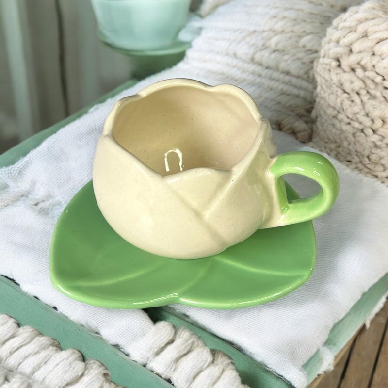 BACKKSPACE RETAIL Ceramic Mug with Unique Lotus Design with Saucer Desert Plate – 350ml | White | Perfect for Coffee Tea Milk | Microwave and Dishwasher Safe | Ideal for Home, Office, Gifting, Diwali - Image 5