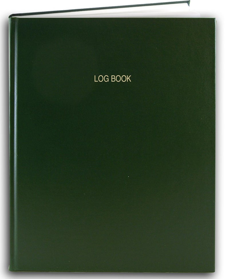BookFactory Log Book/Multipurpose Log Book - 168 Pages 8'' x 10'' Green Cover Section Sewn Hardbound (Made in USA)
