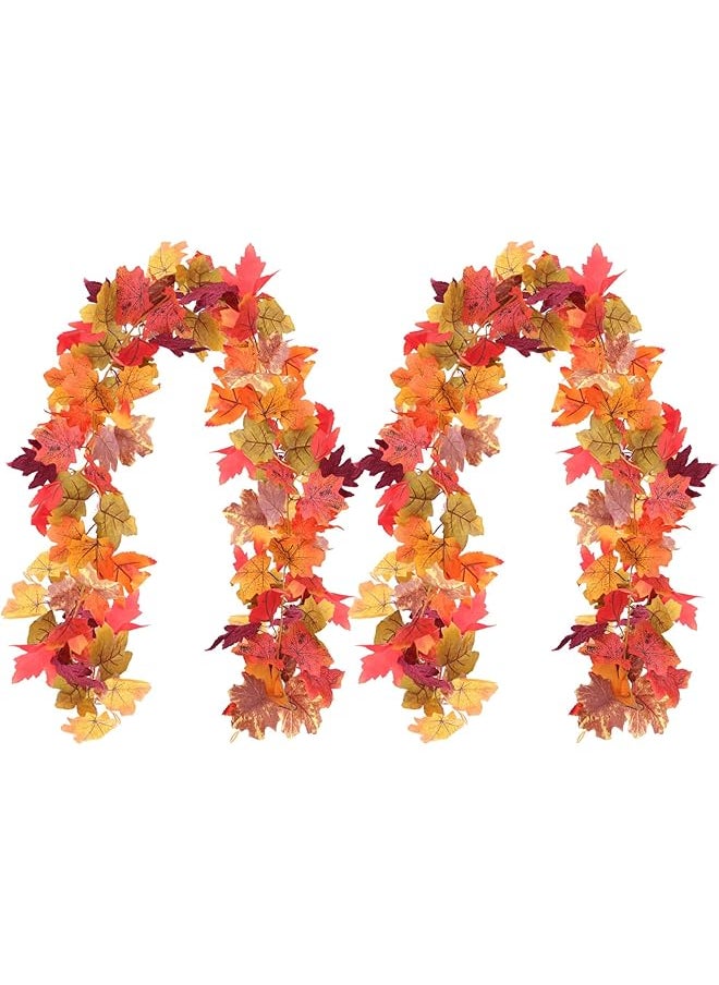 Oasisgalore Sunscreen 2 Pack Fall Decor Maple Leaf Artificial Autumn Decoration Halloween Garland Artificial Hanging  - Image 1