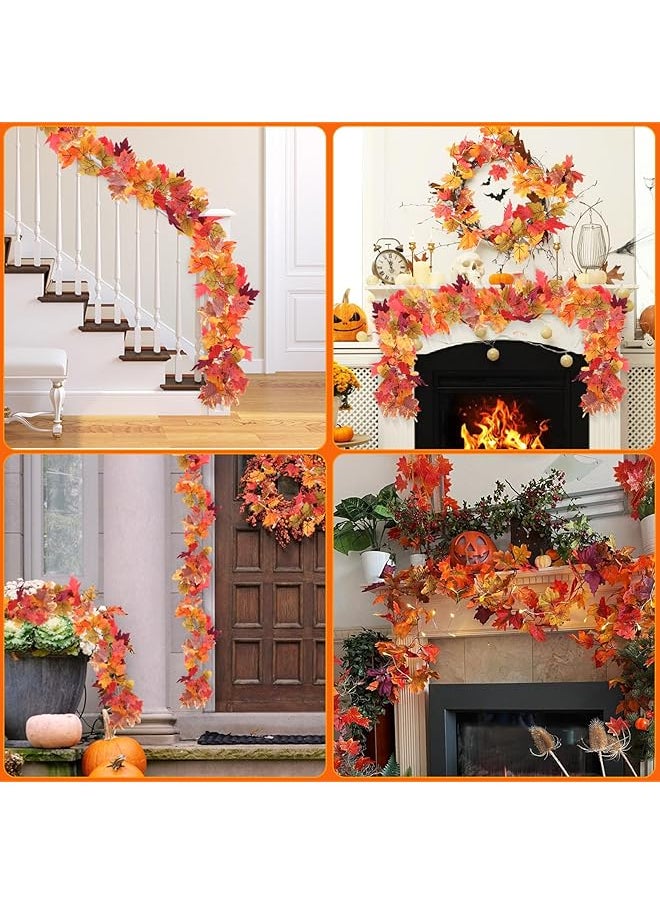 Oasisgalore Sunscreen 2 Pack Fall Decor Maple Leaf Artificial Autumn Decoration Halloween Garland Artificial Hanging  - Image 5