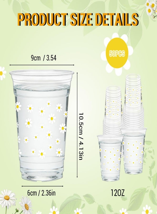 HYMENEX 50PCS Daisy Cups,12oz Daisy Plastic Cups for Birthday Party Home Kitchen Supplies Wedding Decorations Spring Summer Party Favors - Image 3