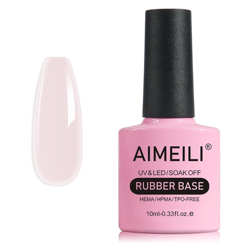 AIMEILI Hema Free Rubber Base Gel For Nails, Soak Off U V LED Clear Sheer Gel Nail Polish, 4 in 1 Nail Strengthen/Enhance/Base Coat/Color - (430) 10ml - Image 1