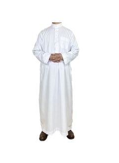 Generic Polyester Mens Robe Qatar Stand Collar Design with Pockets Khaki  - Image 5
