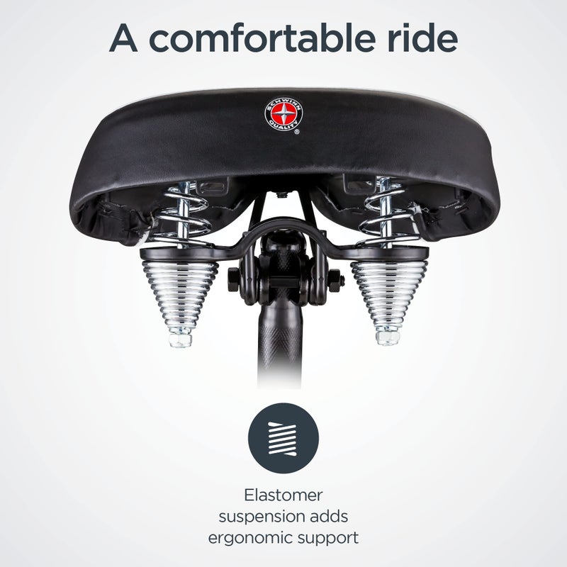 Schwinn Comfort Bike Seat for Men and Women, Quilted Soft Padding Bicycle Seat, Replacement Saddle Fits All Adult Bikes with Standard Seatpost, Wide Springer, Black - Image 5