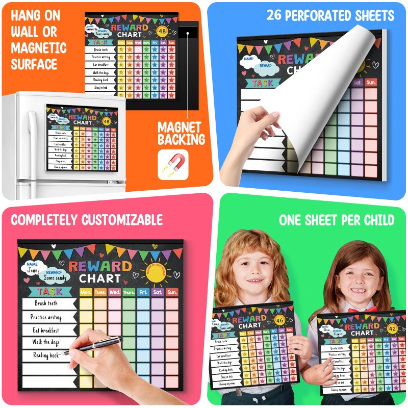 KEASKELL Reward Chart for Kids,Magnetic Behavior Chore Chart for Kids at Home,26 Black Chore Charts,1960 Star Stickers,56 Reward Stickers,Incentive Chore Chart to Develop Responsibility and Good Habits - Image 4