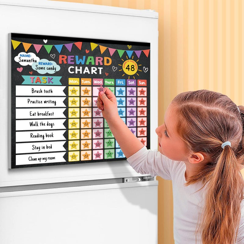 KEASKELL Reward Chart for Kids,Magnetic Behavior Chore Chart for Kids at Home,26 Black Chore Charts,1960 Star Stickers,56 Reward Stickers,Incentive Chore Chart to Develop Responsibility and Good Habits - Image 2