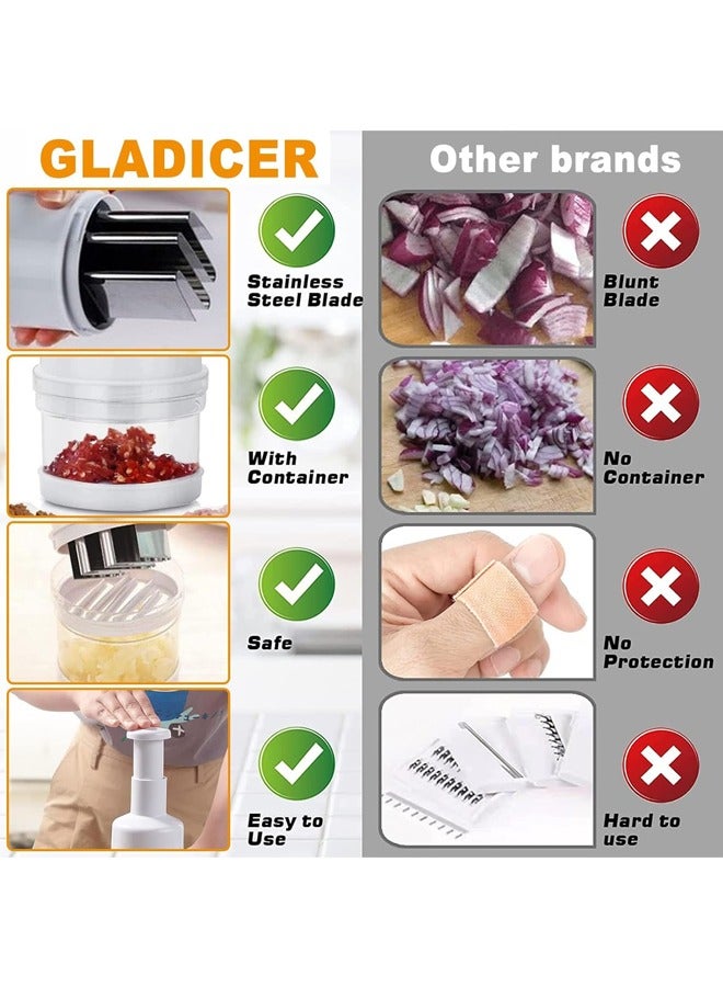 Hihonor فرامة طعام، فرامة يدوي، مكعب الخضار، فرامة يدوية، قاطعة الخضار والفواكه، أدوات قشر الثوم اليدوية، قاطعة البصل (بيضاء) - Image 4