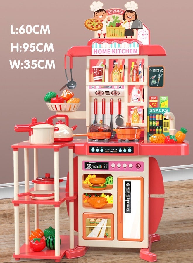 Quivlox Kids Kitchen Playset,Play Kitchen Toy with Realistic Lights & Sounds,86 PCS Kitchen Accessories Set Toy, Mini Kitchen Set for Kids, Pretend Play Food Toys for 3+ Year Old Boys and Girls - Image 2
