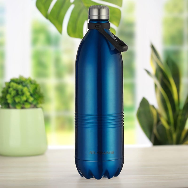 Atlasware Stainless Steel Hot & Cold Vacuum Bottle (2000 ml) - Blue - Image 1