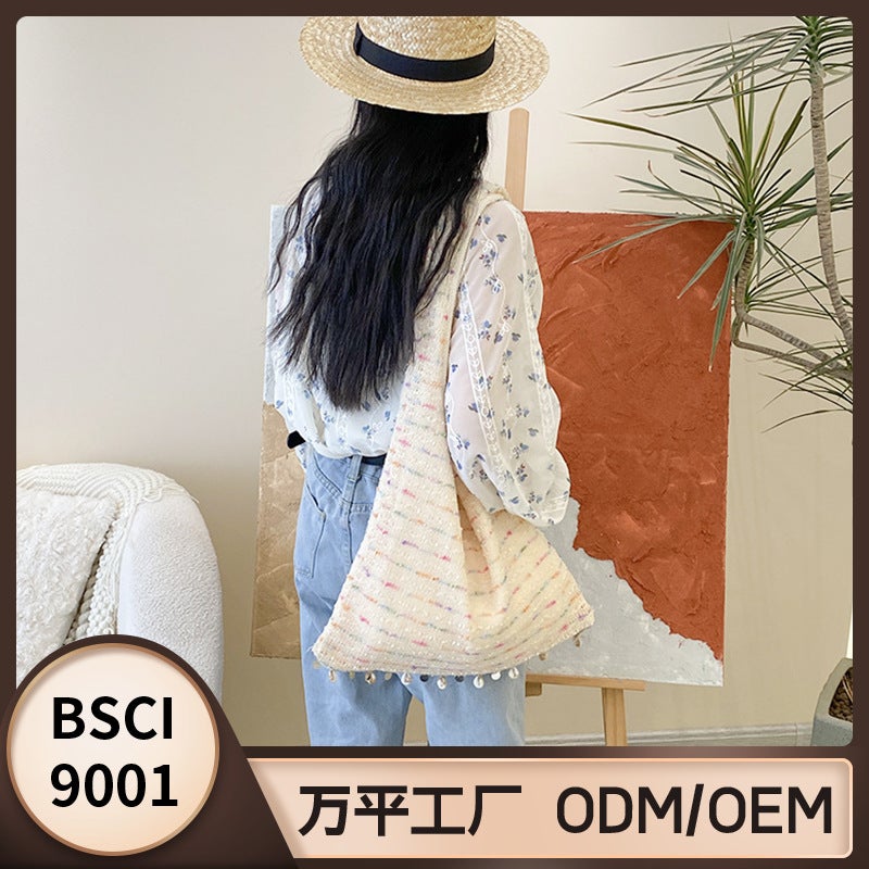 Knitted Tote Bag All-Match Shoulder Bag Original Niche Large Capacity Shoulder Bag Women'S Casual Big Bag - Image 2
