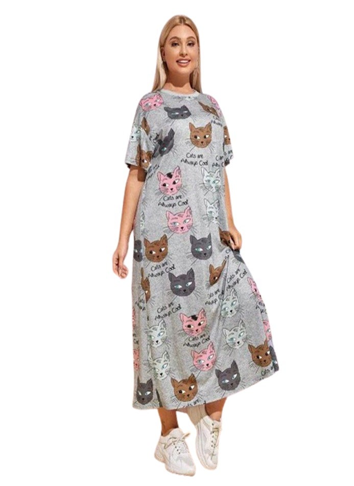 Generic Long, half-sleeved galabiya - special size - gray color  - Image 1
