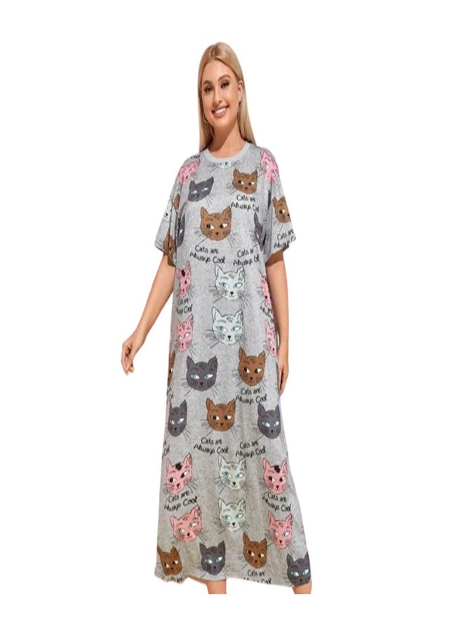 Generic Long, half-sleeved galabiya - special size - gray color  - Image 2