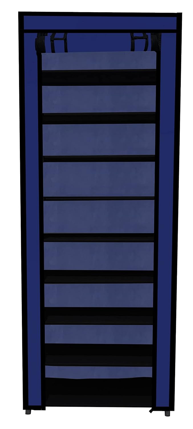 SANAMSTORE 9 Layer Collapsible Fabric Wardrobe Organizer for Clothes DIYBlue Metal - Image 1