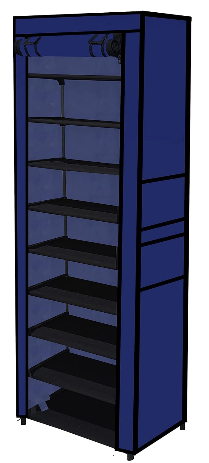 SANAMSTORE 9 Layer Collapsible Fabric Wardrobe Organizer for Clothes DIYBlue Metal - Image 2