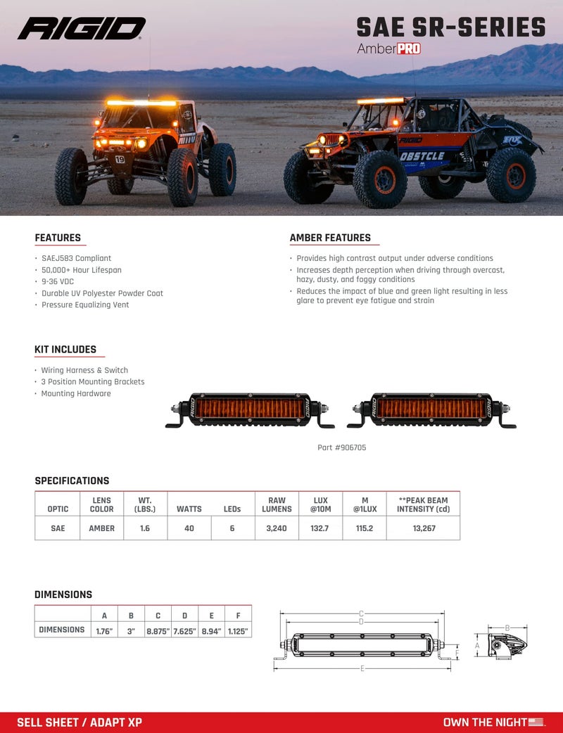 RIGID INDUSTRIES SR-Series SAE 6 Inch with Amber PRO Lens | Pair - Image 4