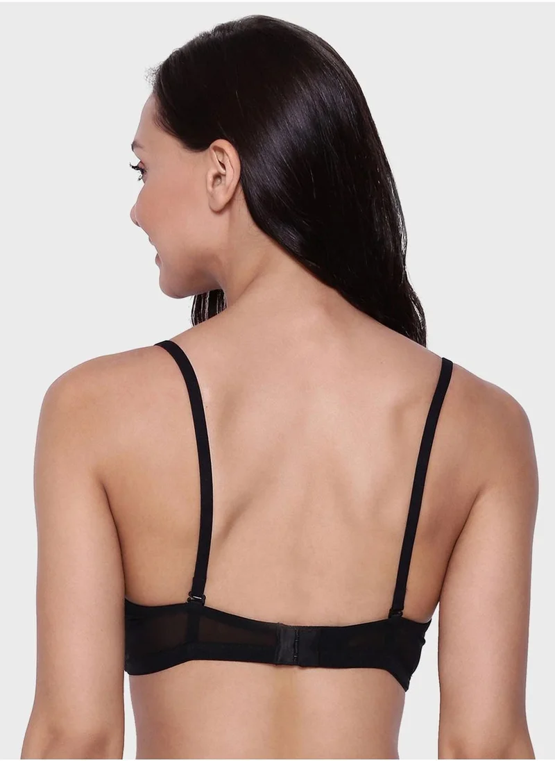 Clovia Lace Detail Sweetheart Neck Bra