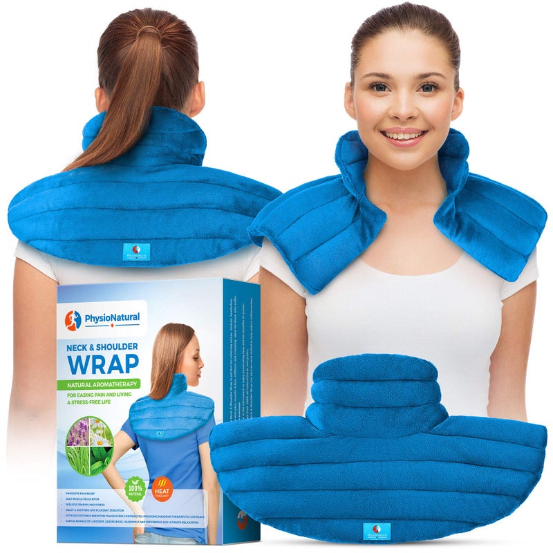 Weighted Neck and Shoulder Wrap Instant Relief for Tension and Stress Migraines Headaches Aches Spasms Arthritis Stiffness Deep Penetrating Muscle Relaxation with Herbal Aromatherapy