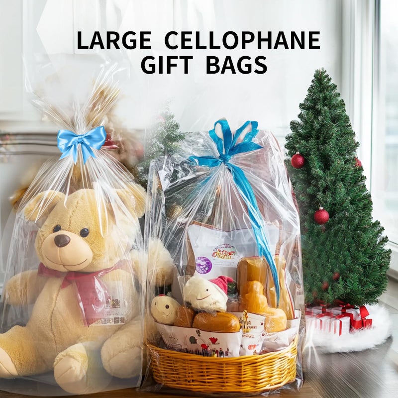 woric 6PCS Large Cellophane Bags 30x40 Inch Cellophane Wrap Clear Gift Bags for Easter Gift Baskets Baby Shower Candy 2.5 Mil Thick Wedding Beach Party favor Birthday - Image 5