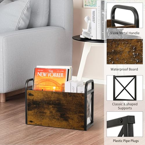 YINMIT Magazine Holder, Magazine Rack Floor, Magazine Storage Basket, Folder Organizer Bin for Books, Newspapers, Tablets - Image 3