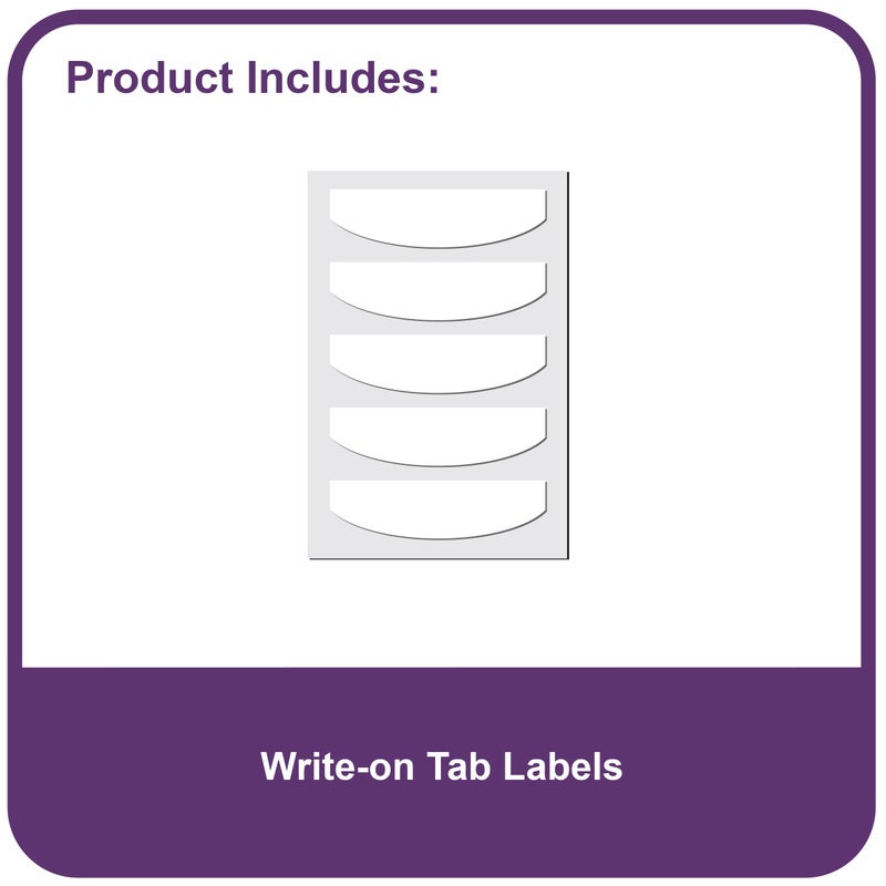 C-Line Mini Size 5-Tab Poly Index Dividers with Pockets, for 5.5 x 8.5, 6 x 9 and 8.5 x 11 Binders, Assorted Colors, One 5-Tab Set (03750) - Image 2