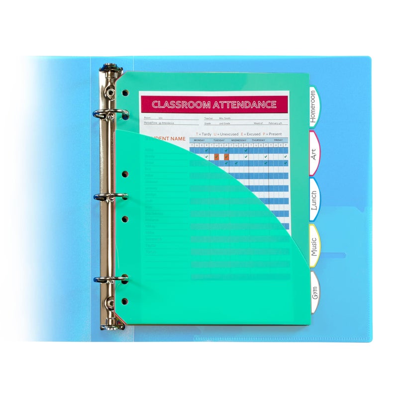 C-Line Mini Size 5-Tab Poly Index Dividers with Pockets, for 5.5 x 8.5, 6 x 9 and 8.5 x 11 Binders, Assorted Colors, One 5-Tab Set (03750) - Image 4