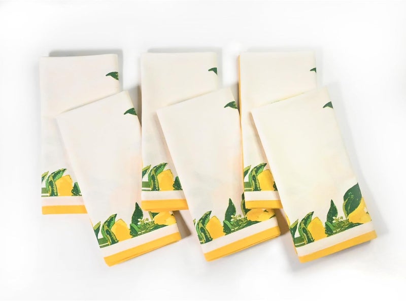 FINGERCRAFT Kitchen Towels 100 Natural Cotton Set of 6 MultiPurpose Kitchen Cloth Very Soft Highly Absorbent Tea Towels for Home and Kitchen 20in X 30in Lemon Print - Image 2