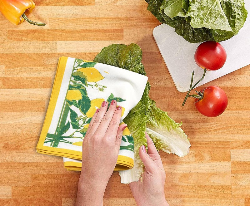 FINGERCRAFT Kitchen Towels 100 Natural Cotton Set of 6 MultiPurpose Kitchen Cloth Very Soft Highly Absorbent Tea Towels for Home and Kitchen 20in X 30in Lemon Print - Image 4